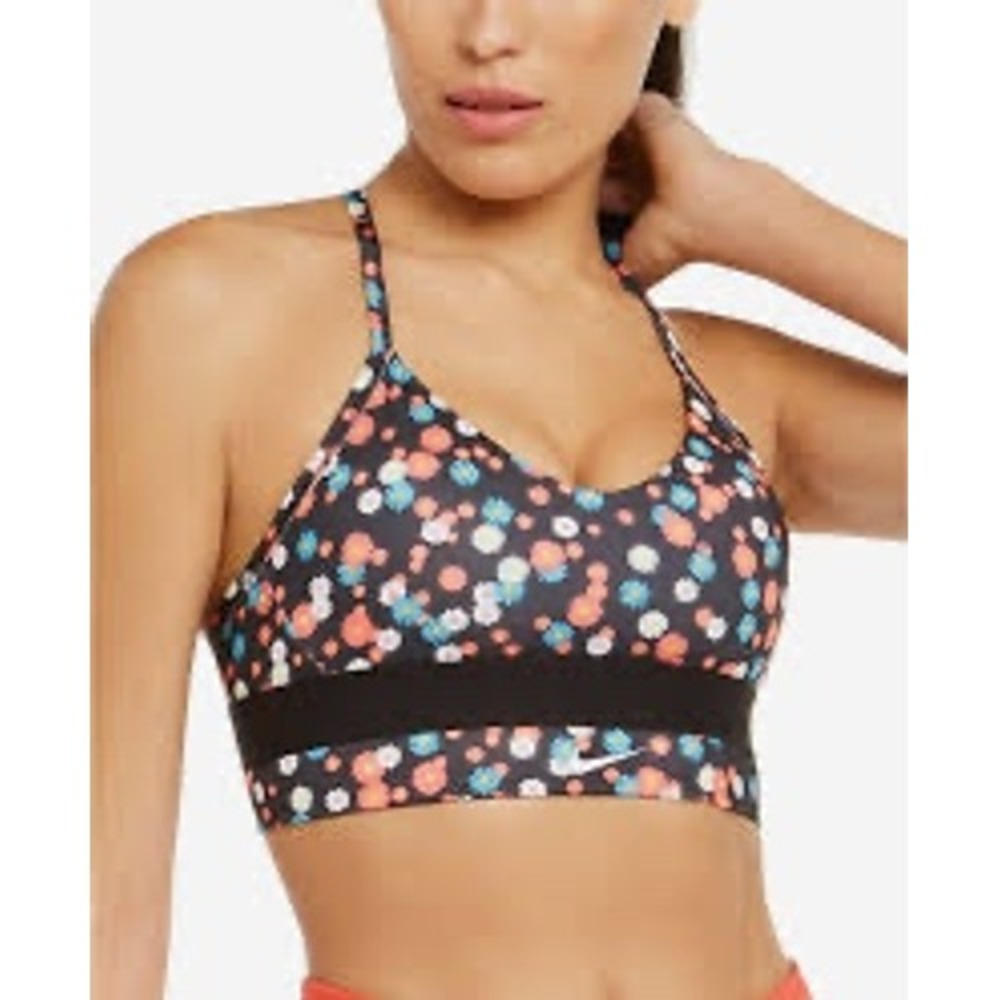 Nike Indy Sports Bra Womens XS Black Floral Daisy Excellent Dri-FIT Racerback